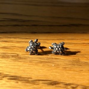 Silver turtle post earrings